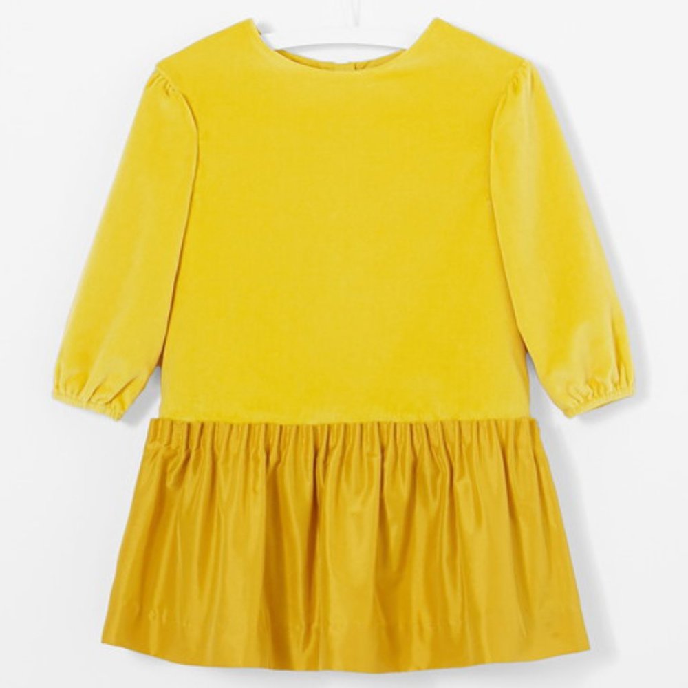 Jacadi yellow golden velvet dress
